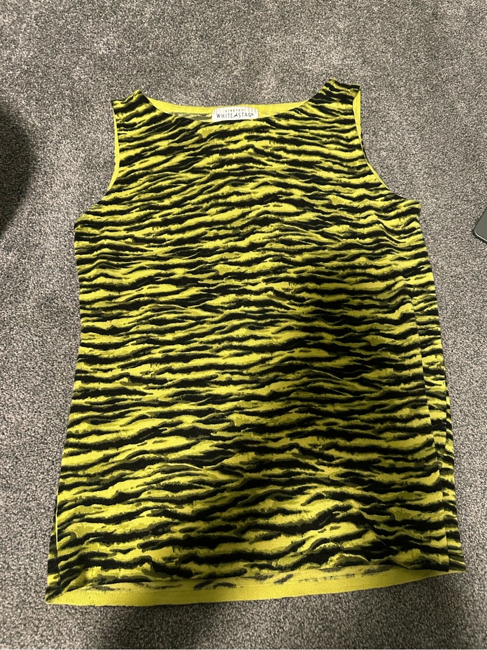 White Stag Yellow and Black Zebra-Style Sleeveless Top